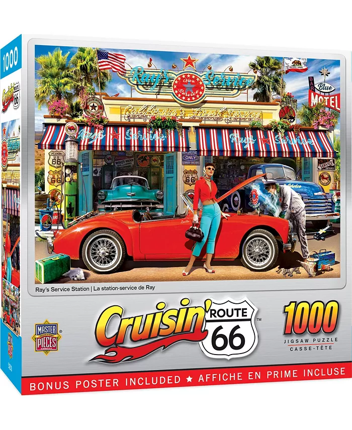 MasterPieces Puzzles Cruisin' Route 66 - Ray's Service Station 1000 Piece Puzzle - Mycitystee
