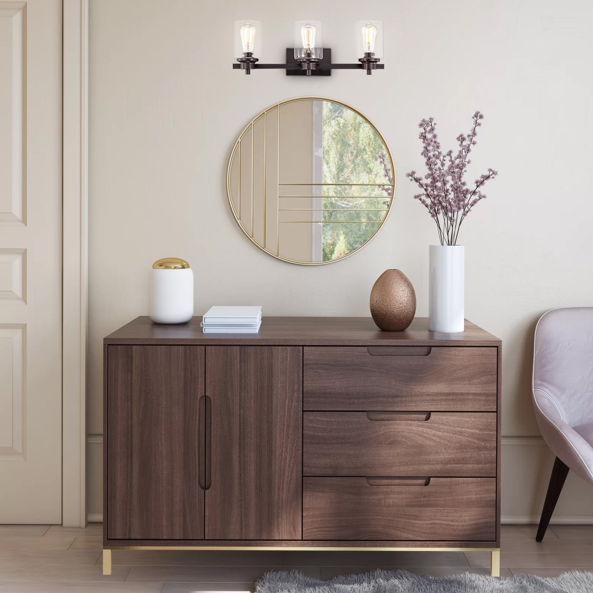 3-Light Dimmable Bathroom Vanity-Light with Clear Glass - 23