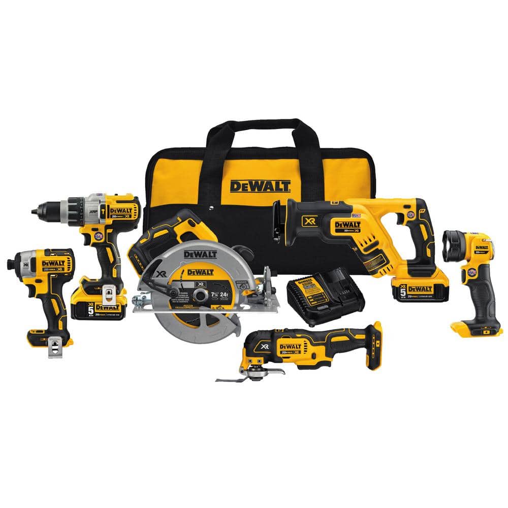 DEWALT 20V MAX Cordless 6 Tool Combo Kit with (2) 20V 5.0Ah Batteries and Charger DCK694P2 - Mycitystee