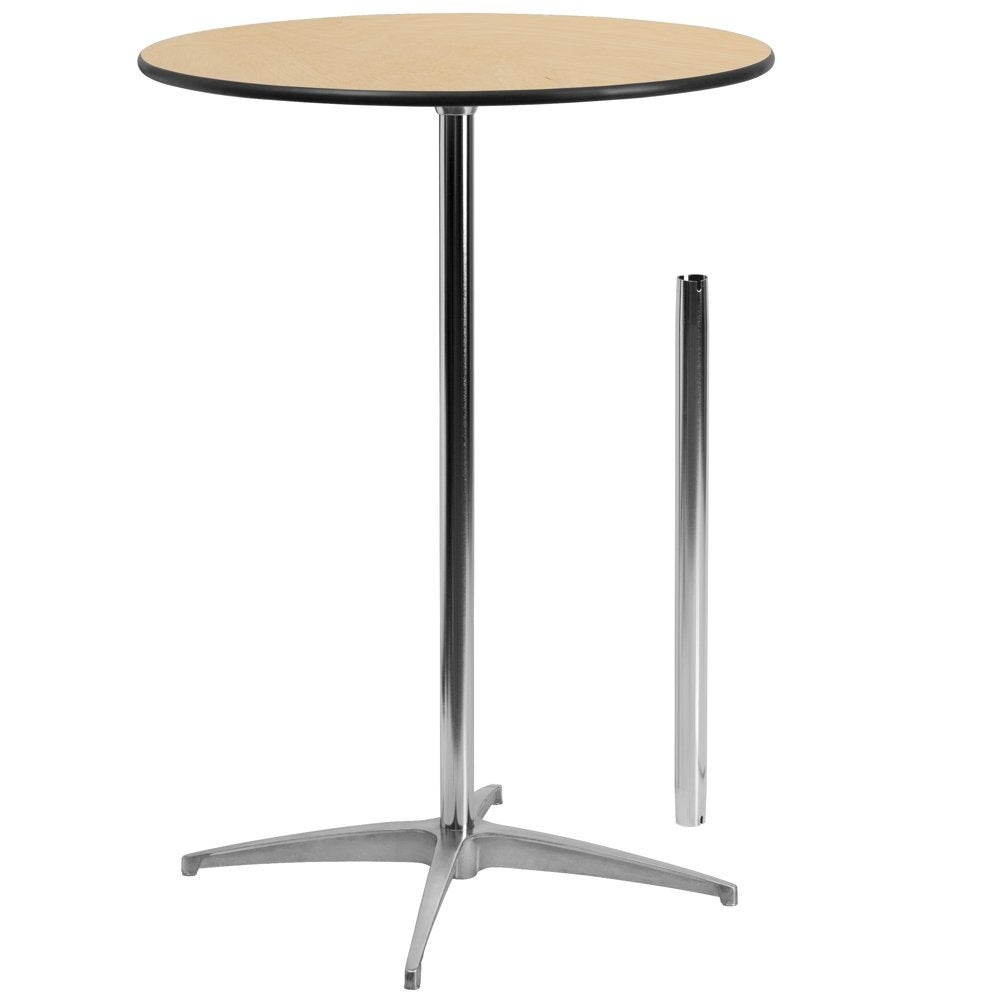 Lars 30'' Round Wood Cocktail Table with 30'' and 42'' Columns - Mycitystee
