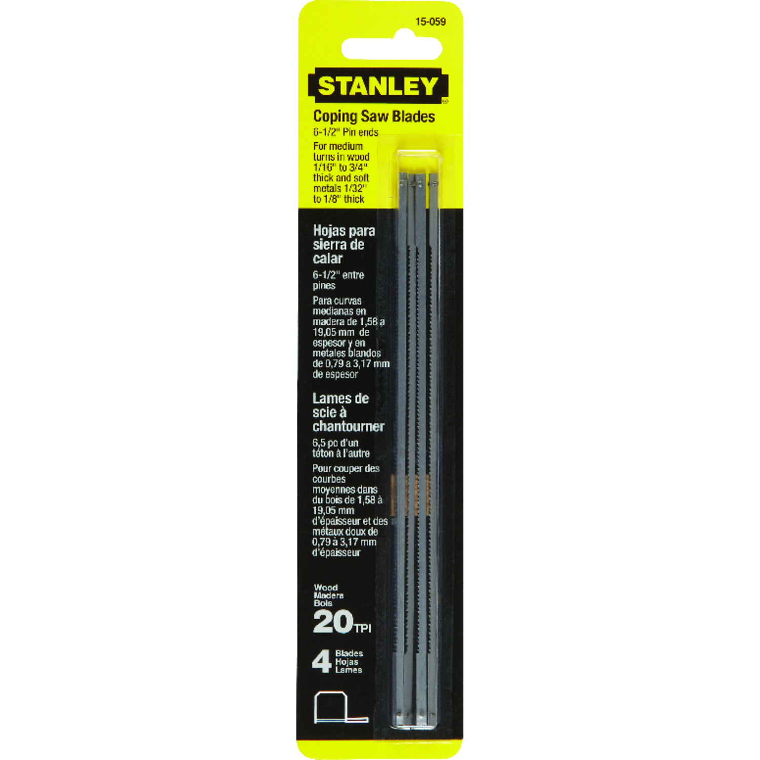 Stanley 6-1/2 in. Steel Coping Saw Blade 20 TPI 4 pk - Mycitystee