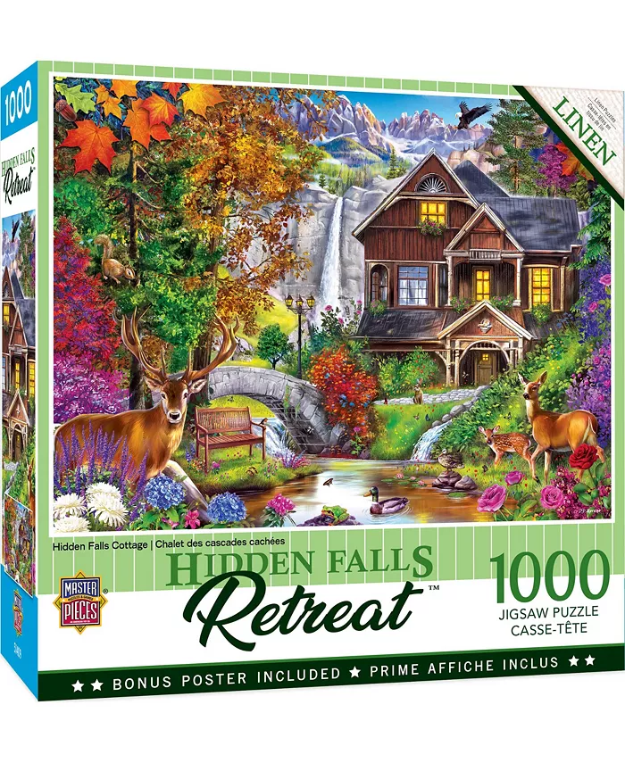 MasterPieces Puzzles Retreats - Hidden Falls Cottage 1000 Piece Adult Jigsaw Puzzle - Mycitystee