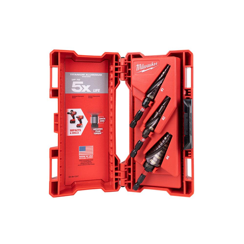 Milwaukee SHOCKWAVE Impact Duty Step Bit Electrician Set (#1 #4 #9) 48-89-9257 from Milwaukee - Mycitystee