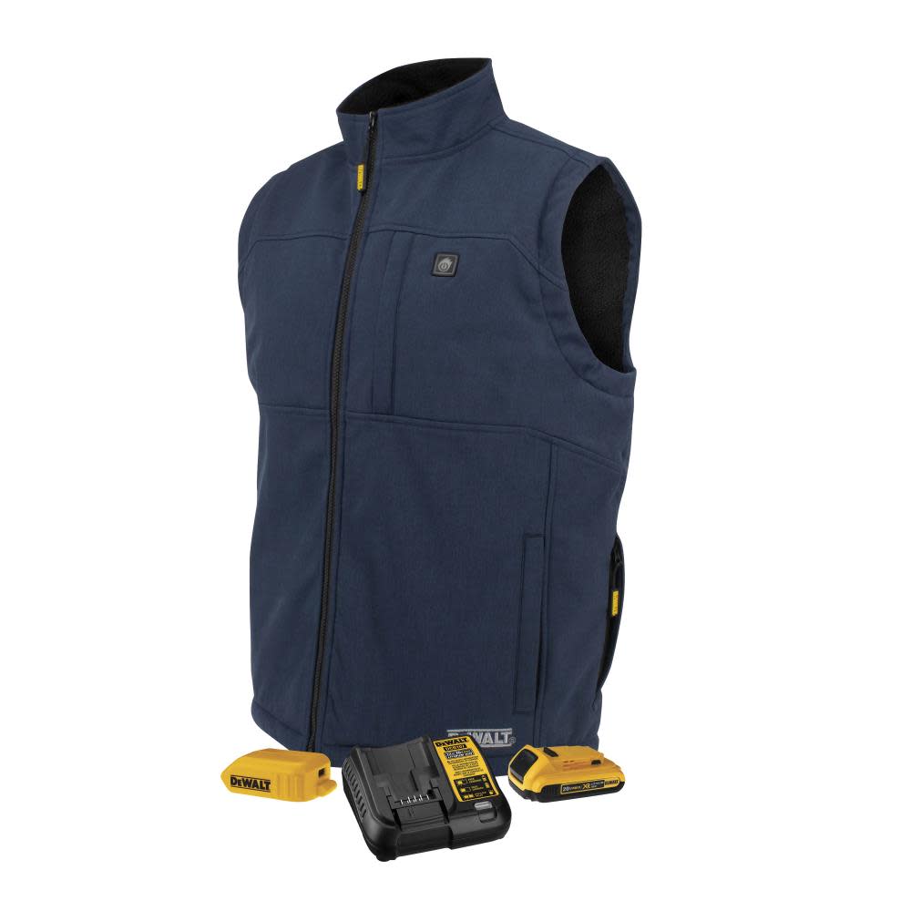 DEWALT Mens Heated Kit Soft Shell Vest with Sherpa Lining Navy 2X DCHV089D1-2X from DEWALT - Mycitystee