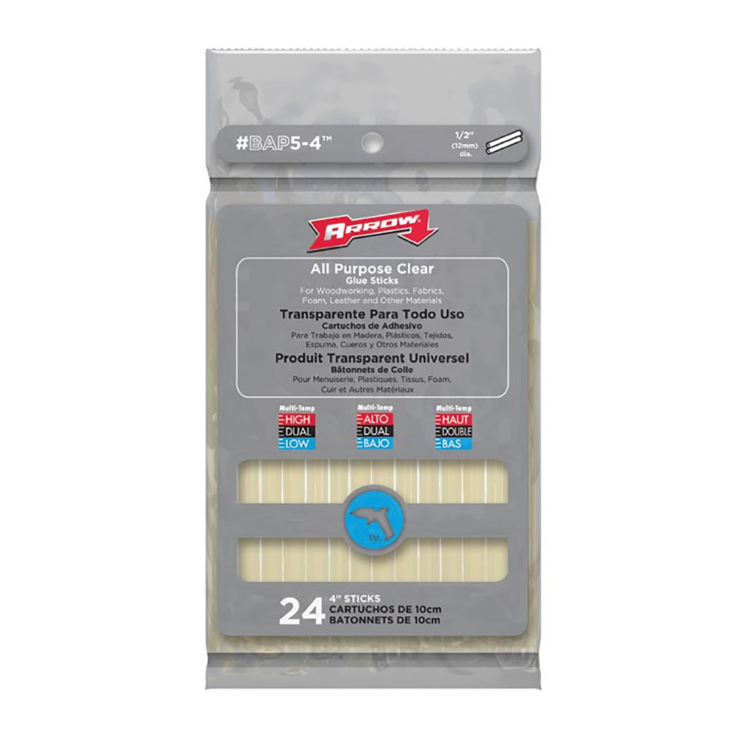 Arrow 0.5 in. D X 4 in. L All Purpose Glue Sticks Clear 24 pk - Mycitystee