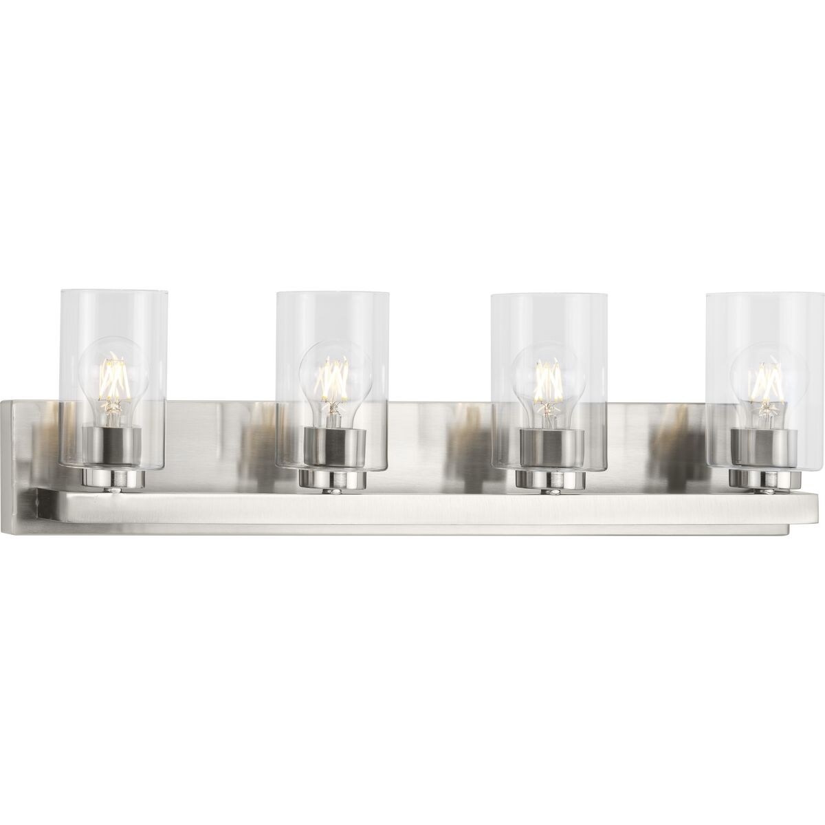 Goodwin Collection Four-Light Brushed Nickel Modern Vanity Light with Clear Glass - Large - Mycitystee