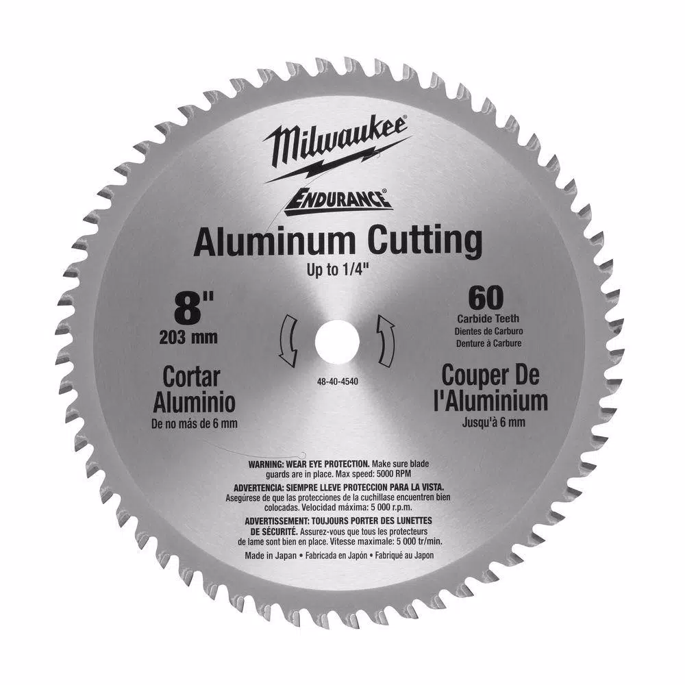 Milwaukee 8 in. x 60 Carbide Teeth Aluminum Metal Cutting Circular Saw Blade and#8211; XDC Depot - Mycitystee