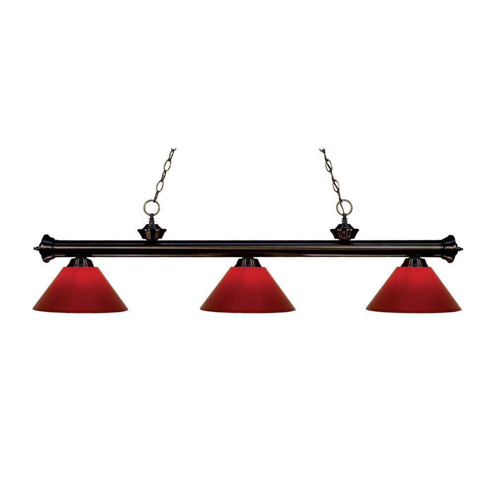 Avery Home Lighting 3-light Riviera Bronze Red Billiard Fixture - Mycitystee