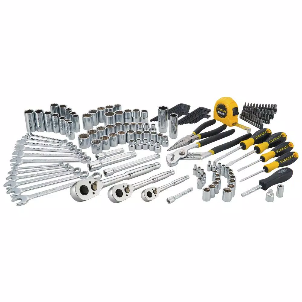 Stanley 1/4 in. and 3/8 in. Drive Full Polish Chrome SAE and Metric Mechanics Tool Set (170-Piece) and#8211; XDC Depot - Mycitystee