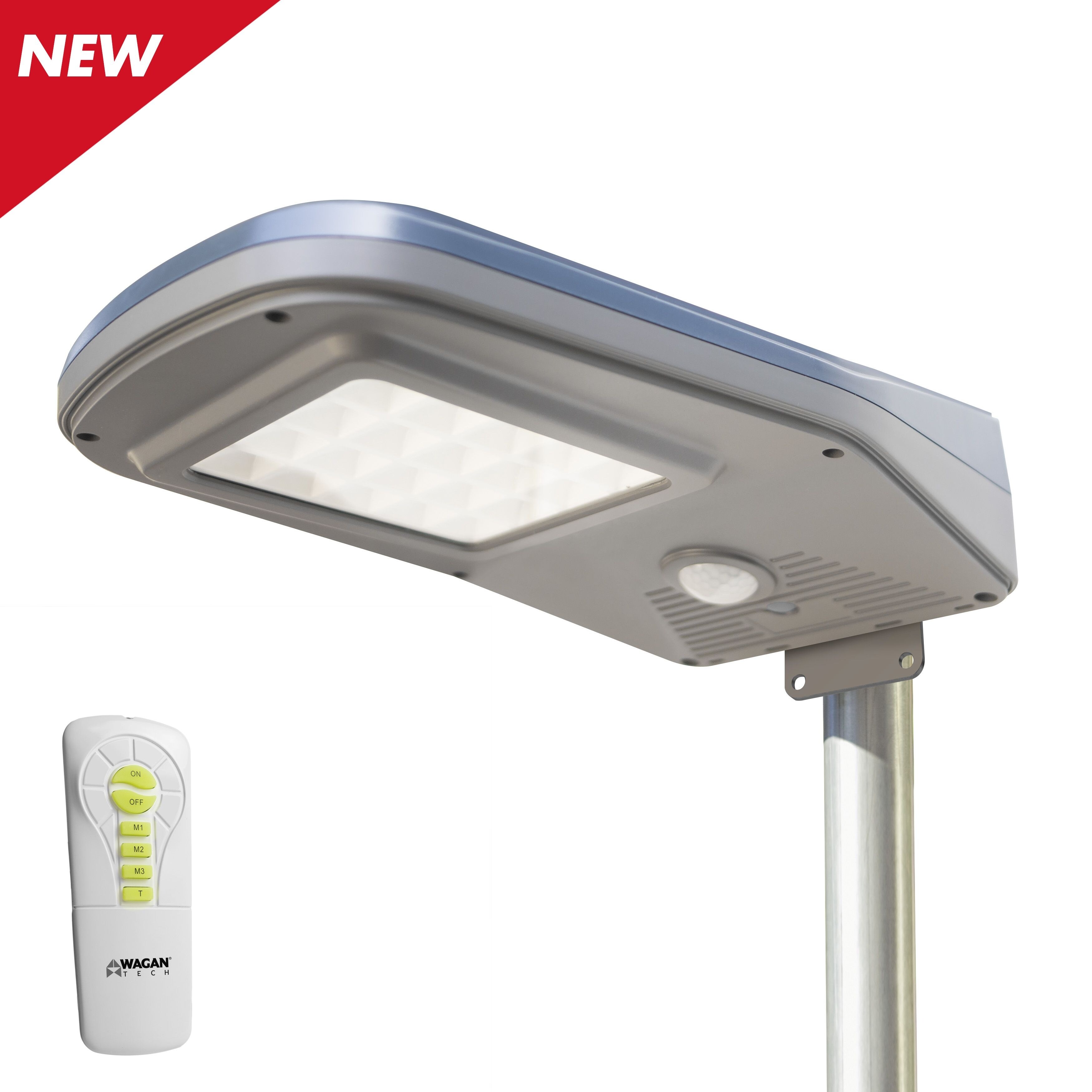 Wagan 2000 Lumens Solar Powered Street Light w/ Remote Control (Head Only) - SILVER - Mycitystee