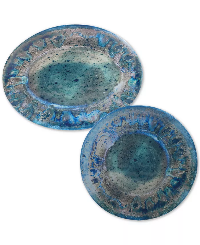 Certified International Radiance Teal Melamine 2-Pc. Platter Set - Mycitystee