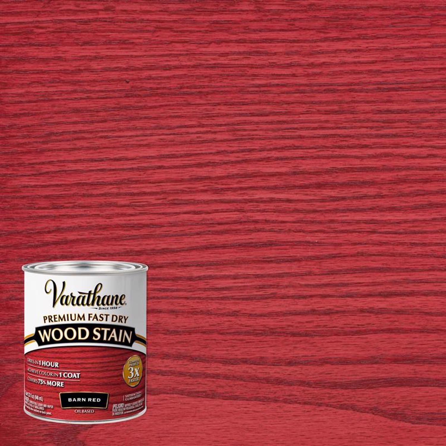 Varathane Semi-Transparent Barn Red Oil-Based Urethane Modified Alkyd Wood Stain 1 qt - Mycitystee