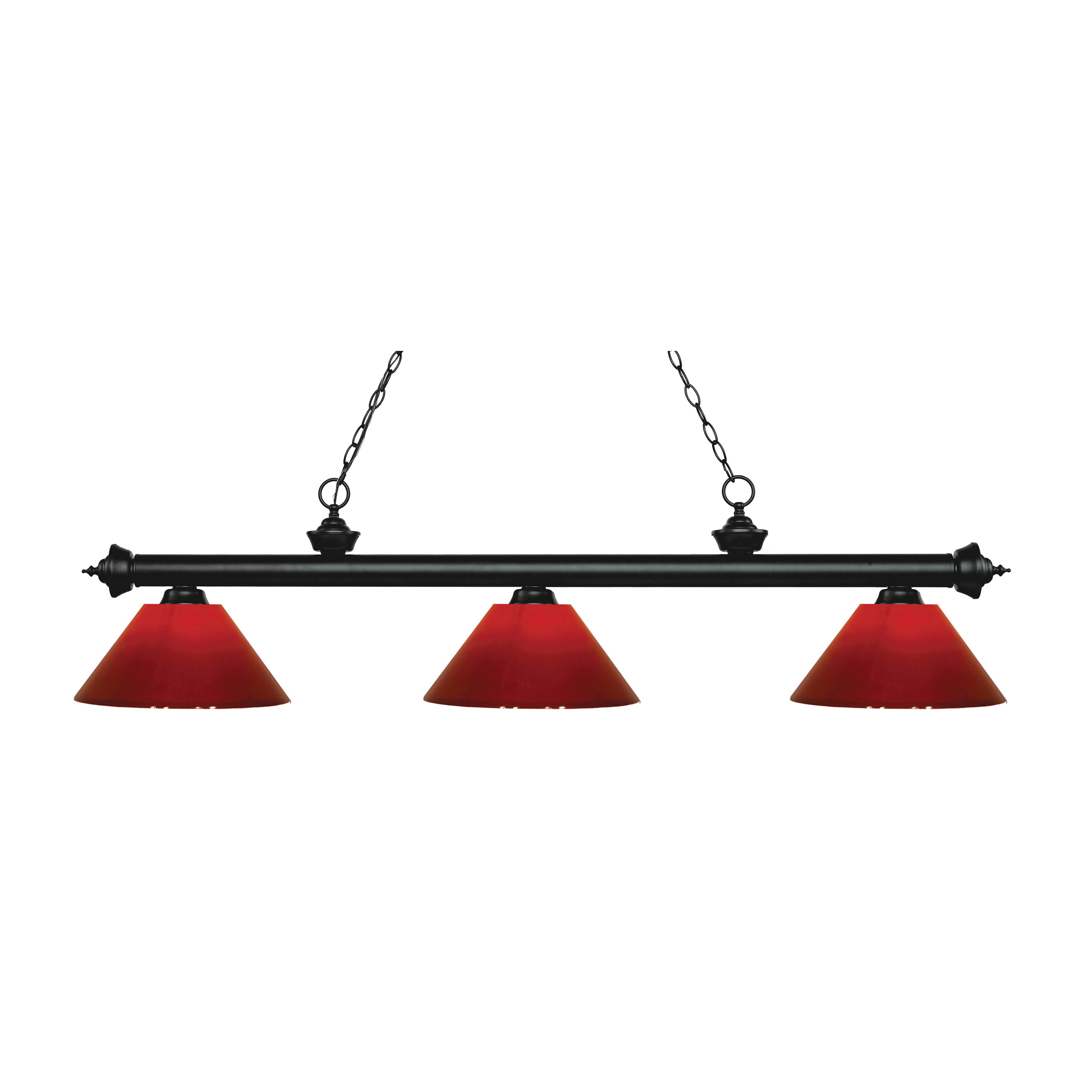 Avery Home Lighting Riviera Matte Black 3-light Island/Billiard Red-finished Light - Matte Black - Mycitystee