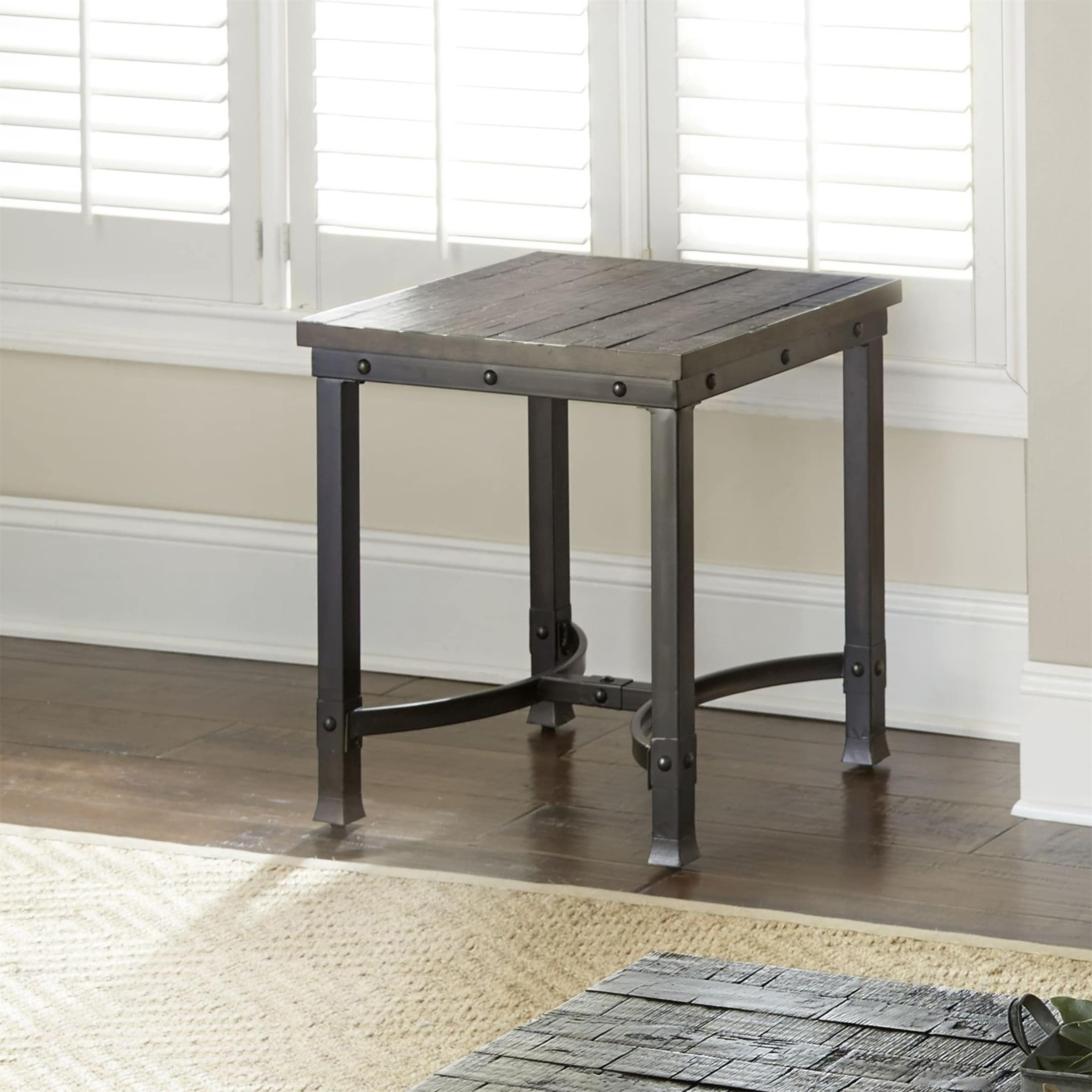 Distressed Finish Square End Table Coffee Table - Mycitystee