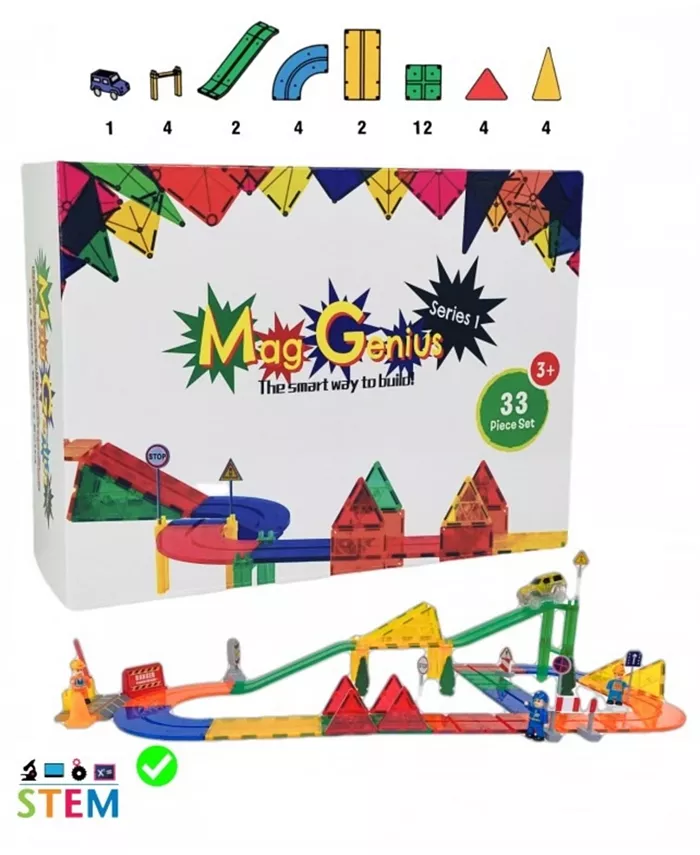 Mag-Genius 33 Piece Ultimate Magnetic Racing Set - Mycitystee