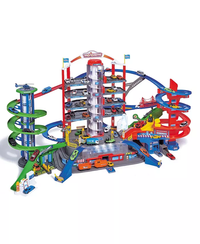 PonyCycle Dickie Toys Majorette Super City Garage Playset with 6 Die-Cast Cars - Mycitystee