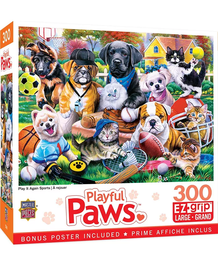 MasterPieces Puzzles Playful Paws - Play it Again Sports 300 Piece Puzzle - Mycitystee