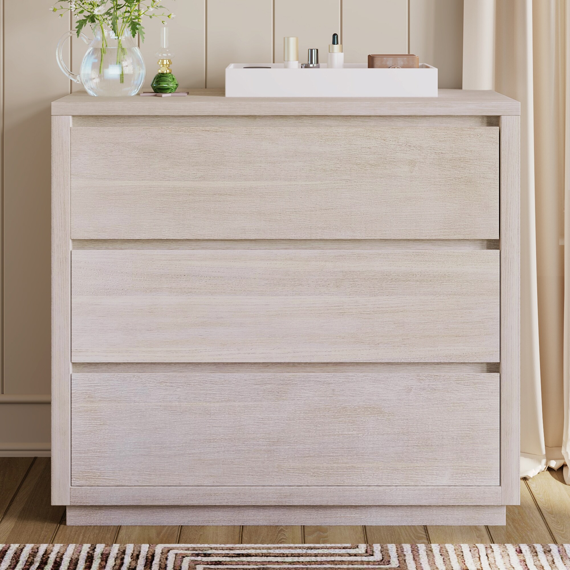 Modern Style Soild Wood 3-Drawer Chest for Bedroom， Living Room - - 37857288 - Mycitystee