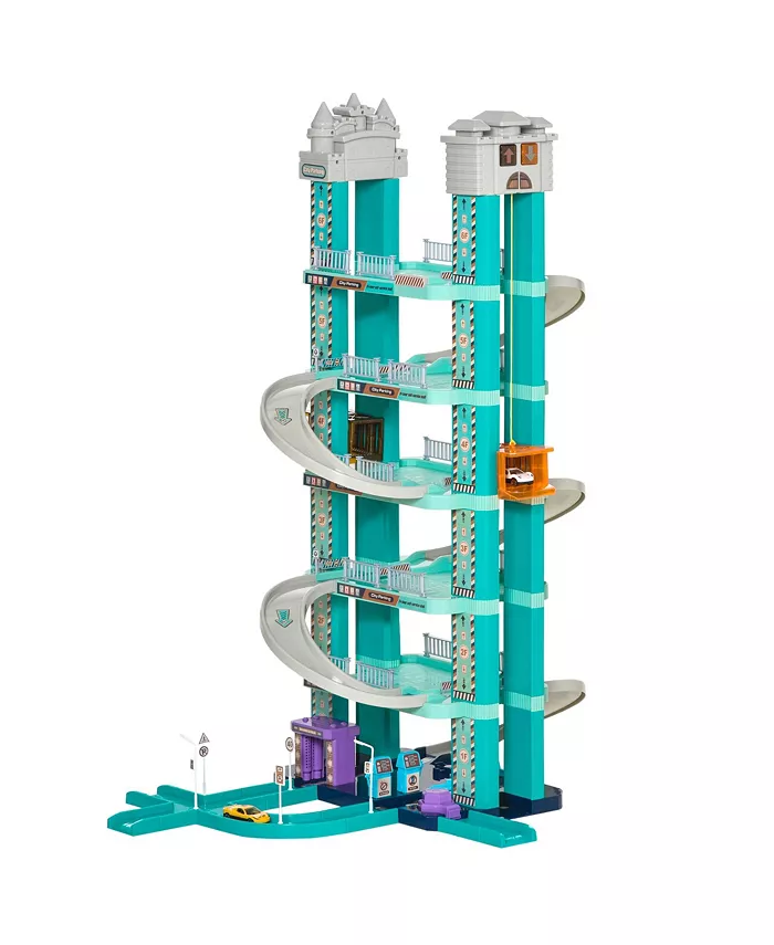 Qaba 6-Level Kids Toy Car Playset Parking Garage Lot w  Carlift Elevator - Mycitystee