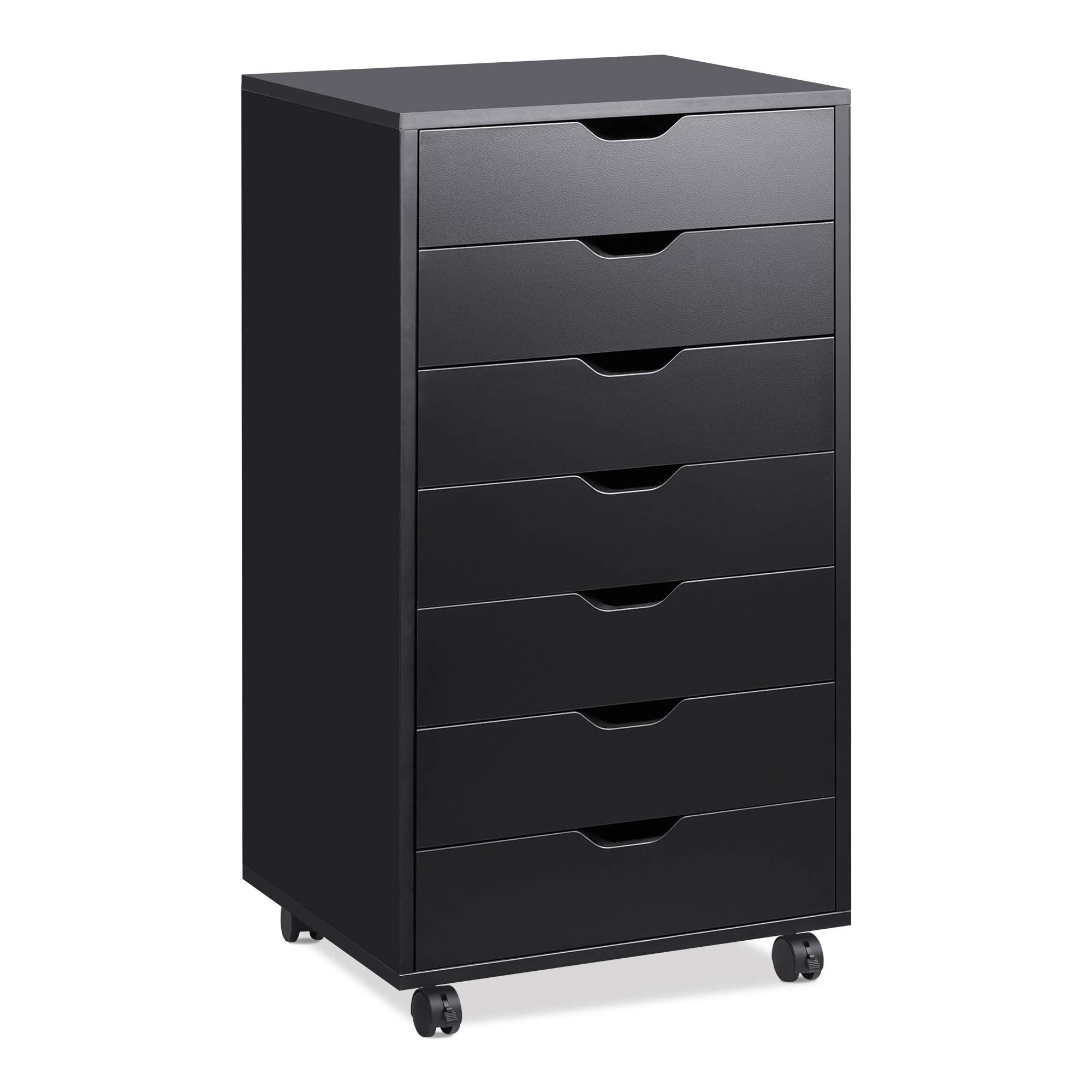 7 Drawers Dresser， Wood Storage Dresser Cabinet with Wheels， Storage Cabinet for Makeup， Tall Chest of Drawers - as picture - - 37668759 - Mycitystee