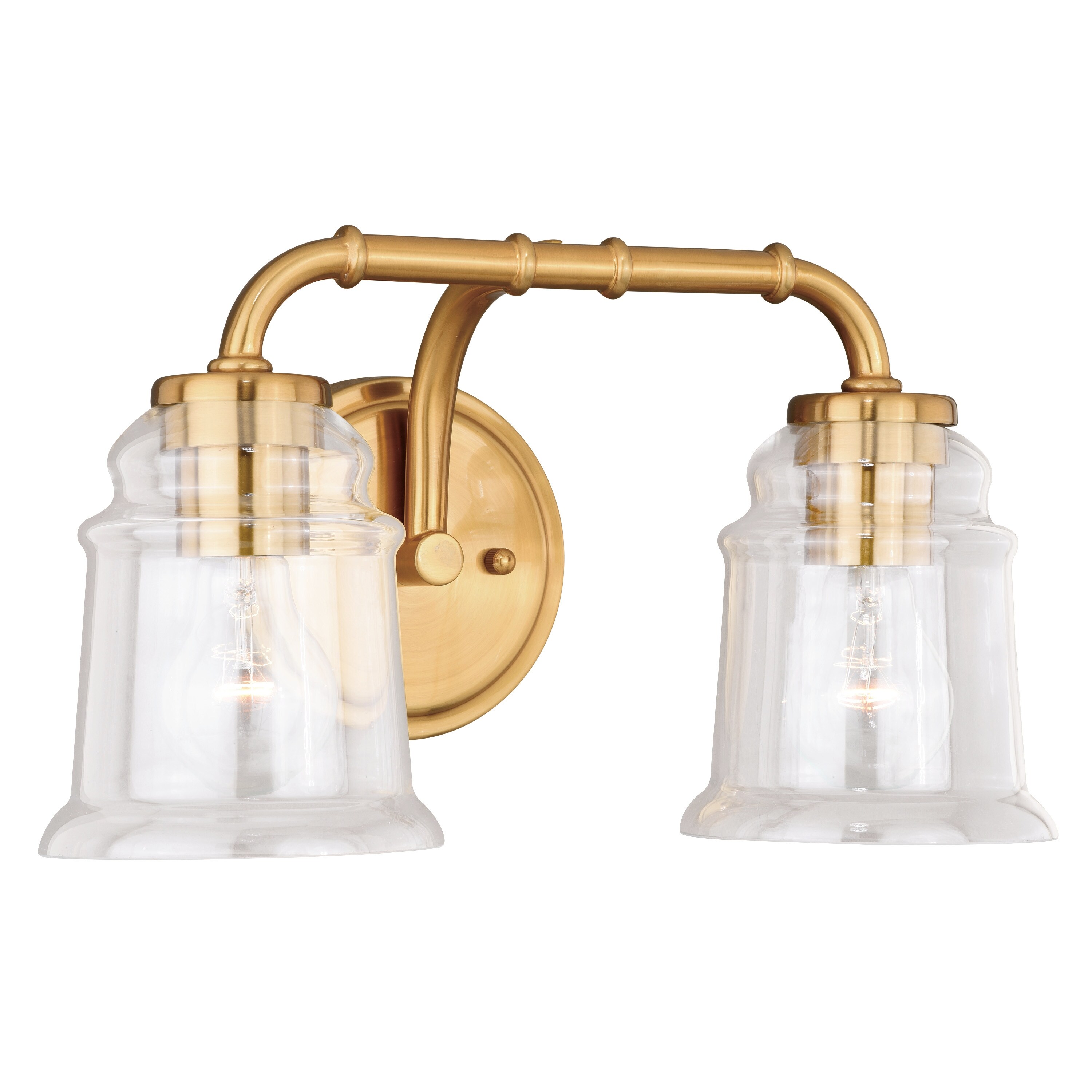 Toledo 2 Light Brass Industrial Jar Bathroom Vanity Fixture - 14.75-in W x 8.25-in H x 8-in D - Mycitystee