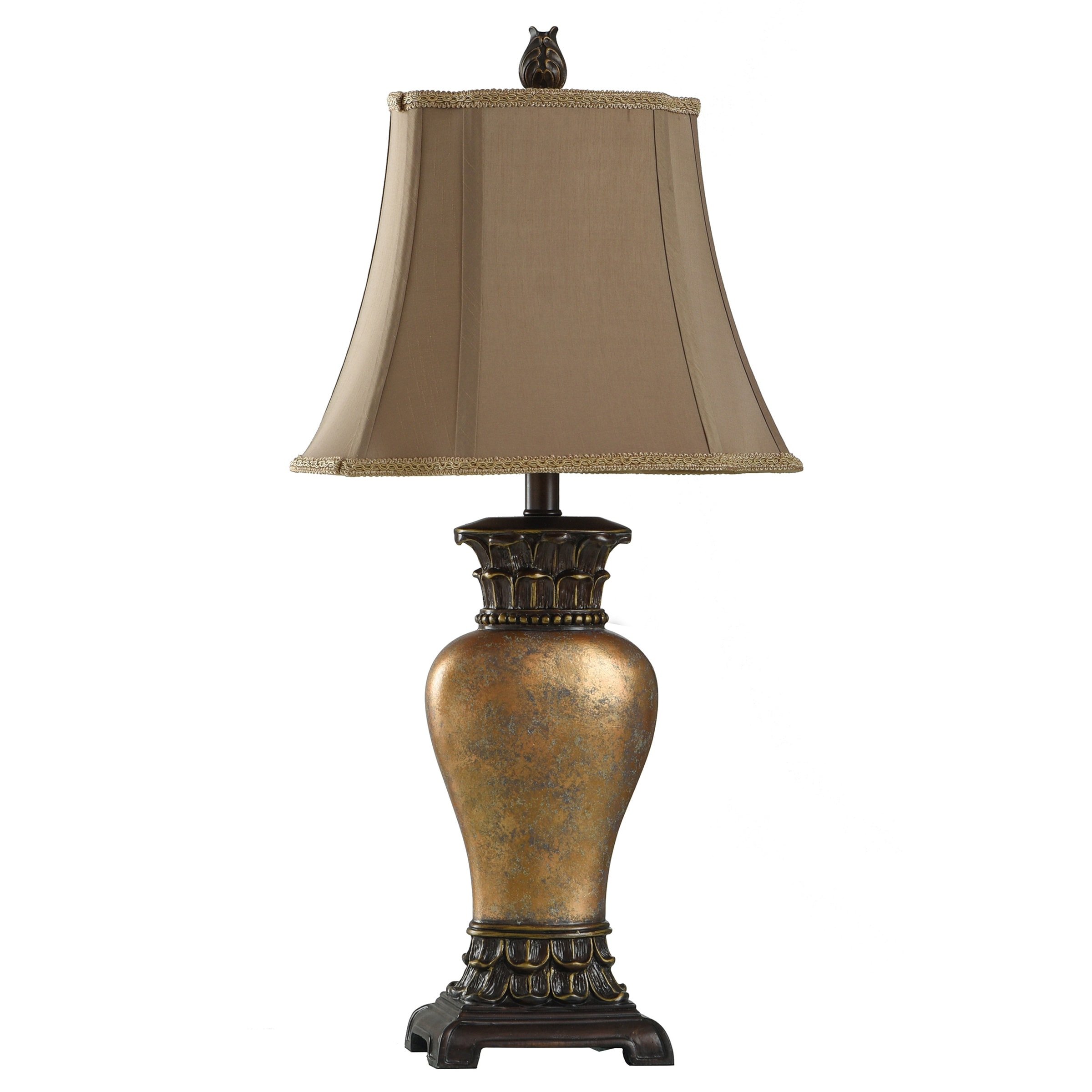 StyleCraft Gold and Amber Table Lamp - Taupe Fabric Shade - Mycitystee