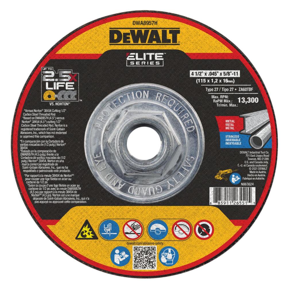 DEWALT Mini Hub Wheels 4 1/2 x .045 x 5/8-11 XP T27 - Mycitystee