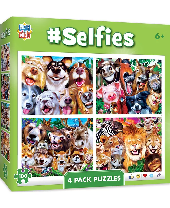 MasterPieces Puzzles MasterPieces Selfies - 4 Pack - 100 Piece Kids Jigsaw Puzzle - Mycitystee