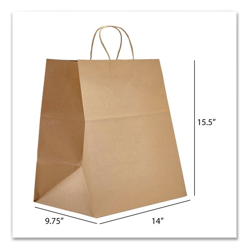 Prime Time Packaging Kraft Paper Bags， Super Royal， 14 x 9.75 x 15.5， Natural， 200/Carton (NK141015) - Mycitystee