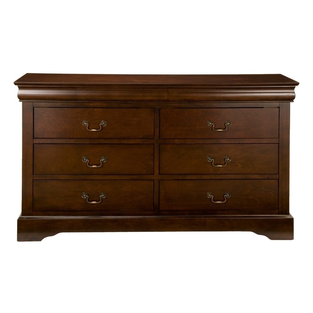 Rubberwood 6 Drawer Dresser With Antique Handles Brown - - 21734127 - Mycitystee
