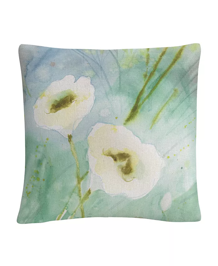 Baldwin Sheila Golden Quiet Pond White Soft Floral Motif Decorative Pillow， 16