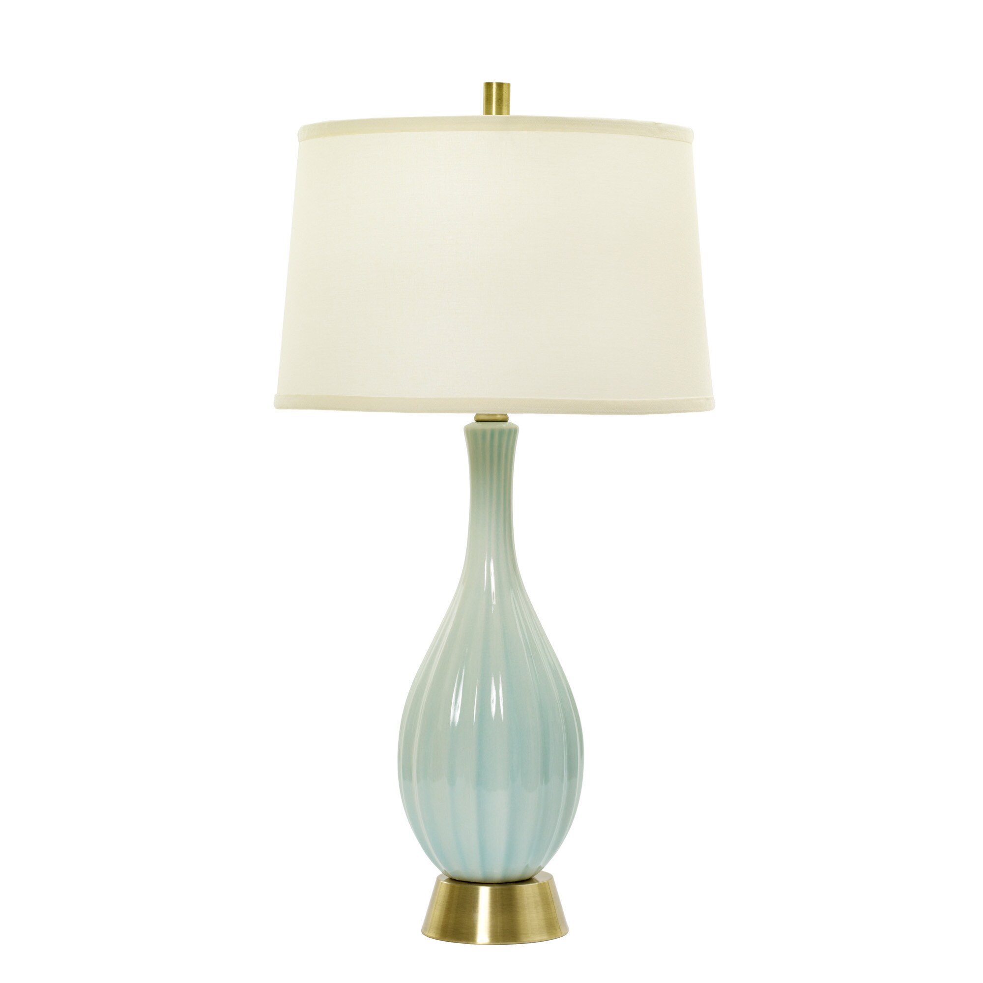 32-inch Spa Blue Crackle and， Silver Ceramic Table Lamp w/Ripple Design - Mycitystee