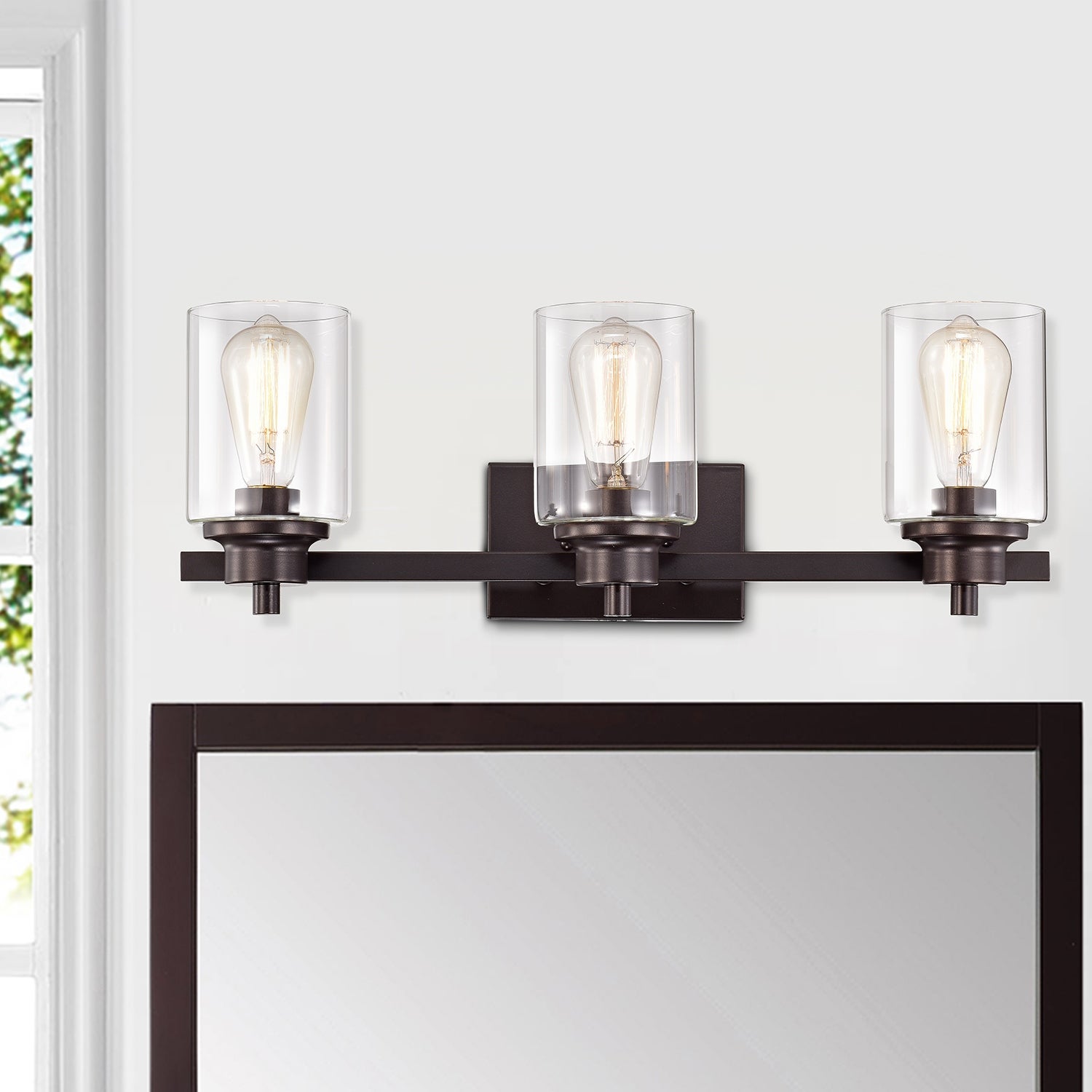 Contemporary Bathroom Vanity Light 3-Light Dimmable with Clear Glass - 8*23*8 - Mycitystee
