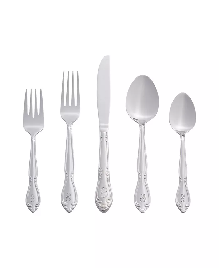 RiverRidge Home Riverridge Rose 46 Piece Monogrammed Flatware Set - G， Service for 8 - Mycitystee