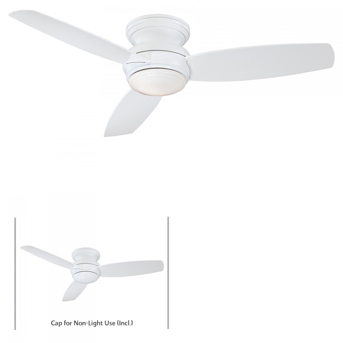 Minka-Aire Traditional Concept 52-Inch 3-Blade LED Ceiling Fan in White Finish W/ White Blades and Opal Glass - Mycitystee