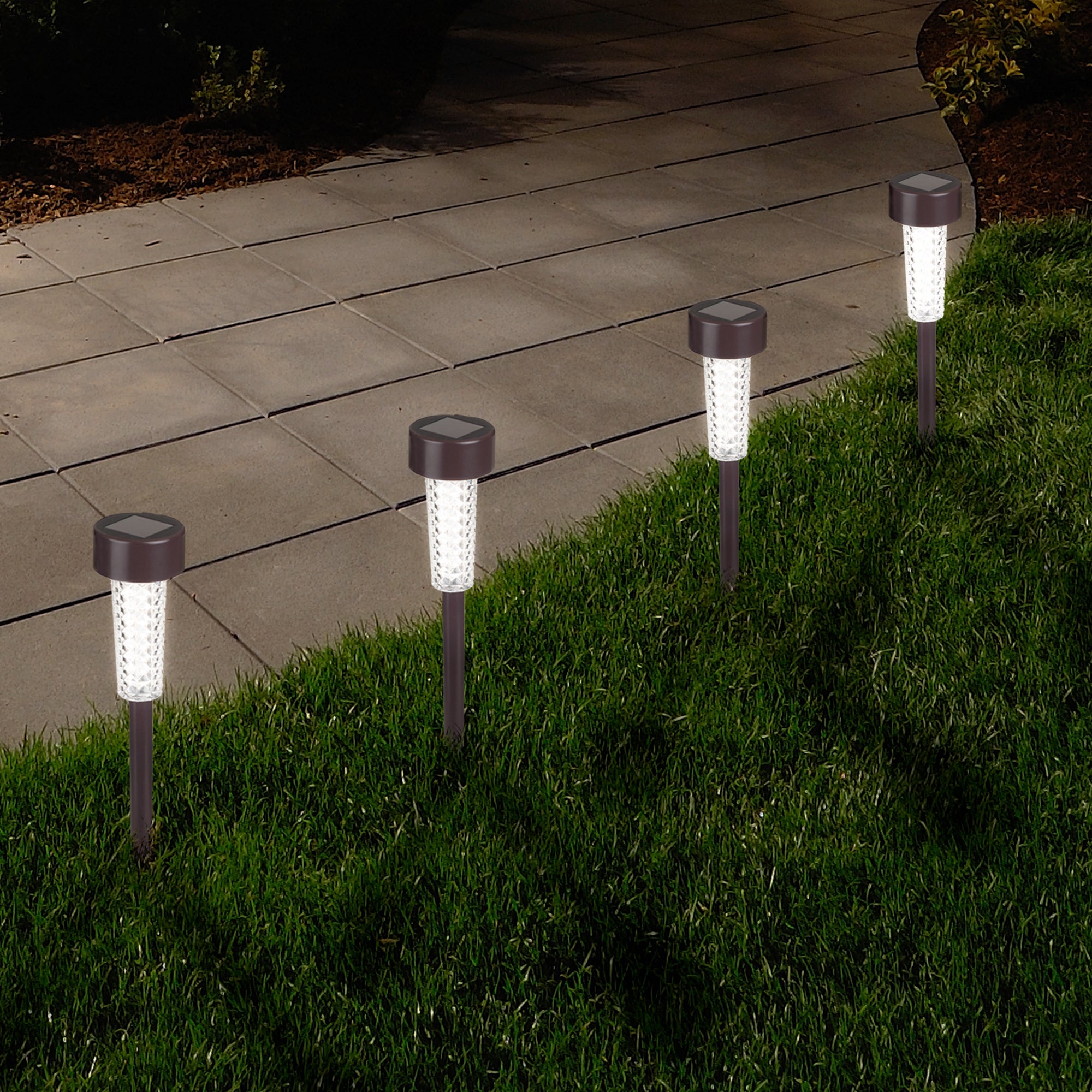 Pure Garden Textured Bronze LED Solar Path Lights (Set of 6) - Mycitystee