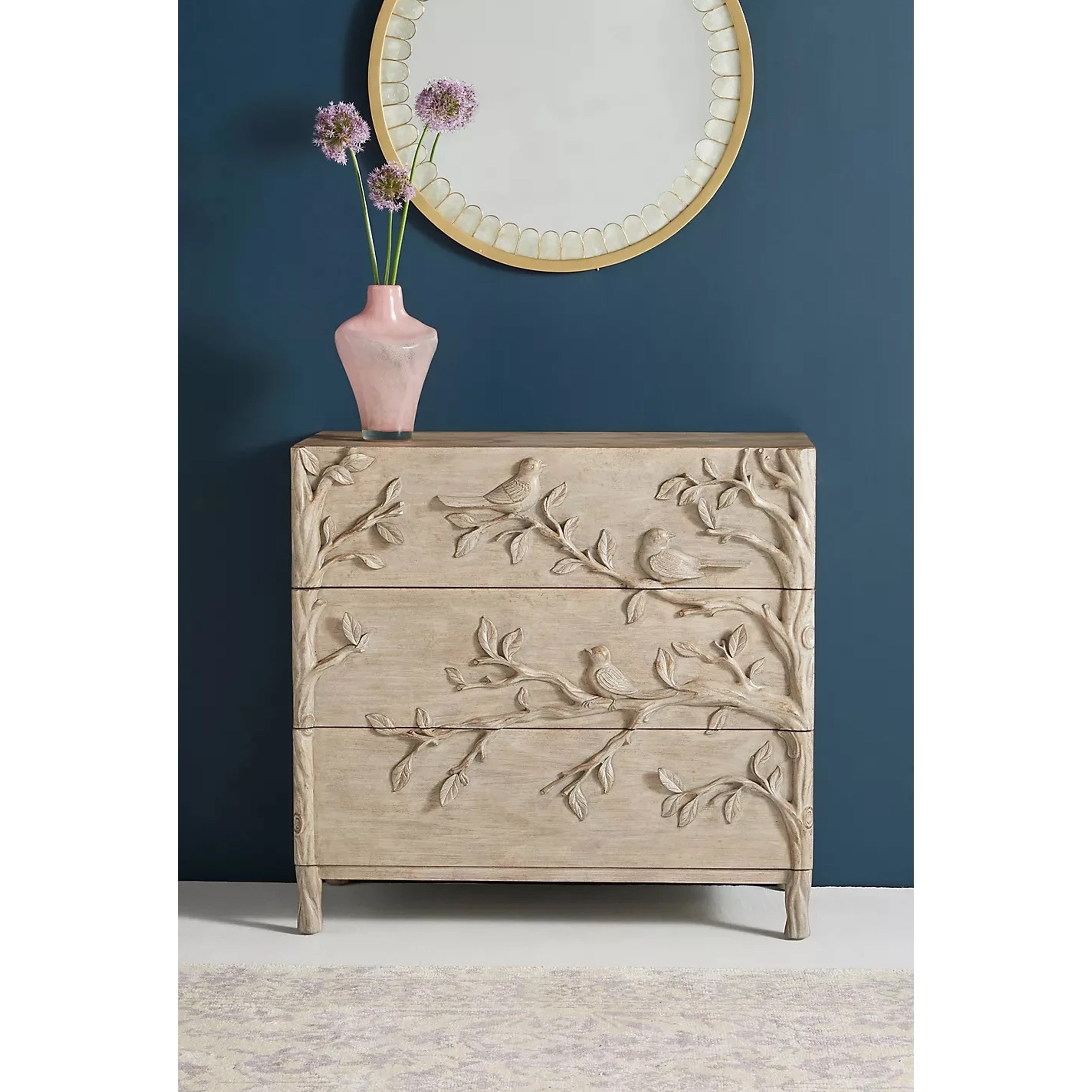 Handcarved Ornithology Three-Drawer Dresser - - 35157204 - Mycitystee