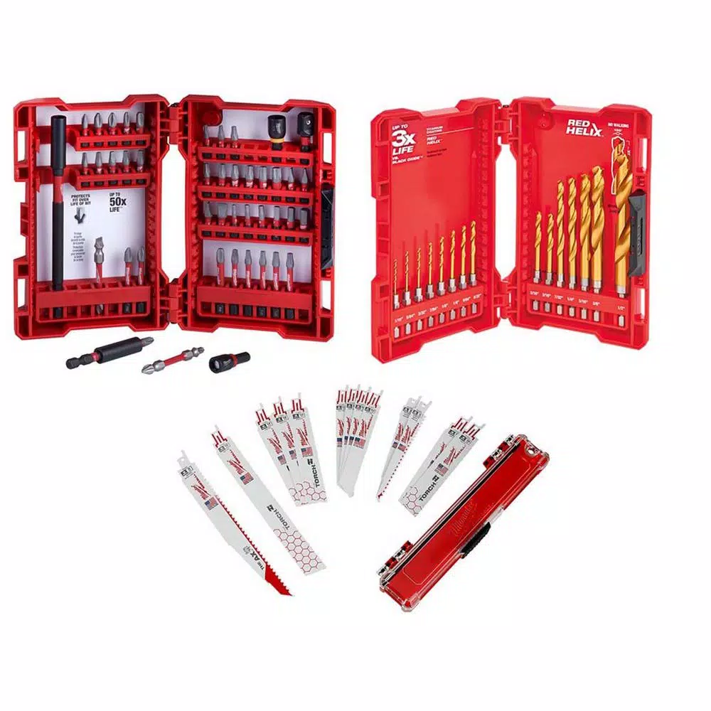 Milwaukee SHOCKWAVE Impact Duty Steel Driver Bit Set with Titanium Drill Bit Set and Reciprocating Saw Blade Set (73-Piece) and#8211; XDC Depot - Mycitystee