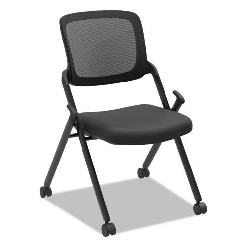 HON VL304 Mesh Back Nesting Chair， Supports Up to 250 lb， Black (VL304BLK) - Mycitystee