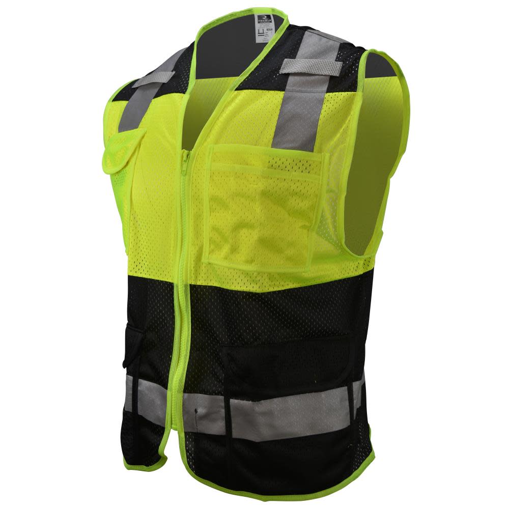 Radians Safety Vest Custom Color Blocking Type O Class 1， Black， 5X - Mycitystee