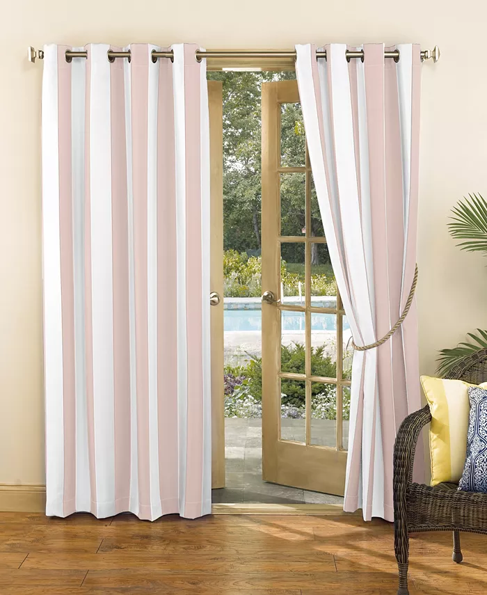 Sun Zero Valencia Cabana Stripe Room Darkening Grommet Curtain Panel， 108