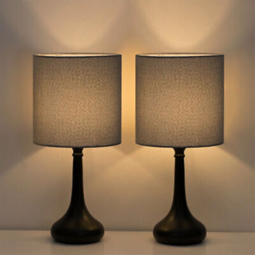Set of 2 Bedside Table Lamps for Bedroom Livingroom Gray - 7.1