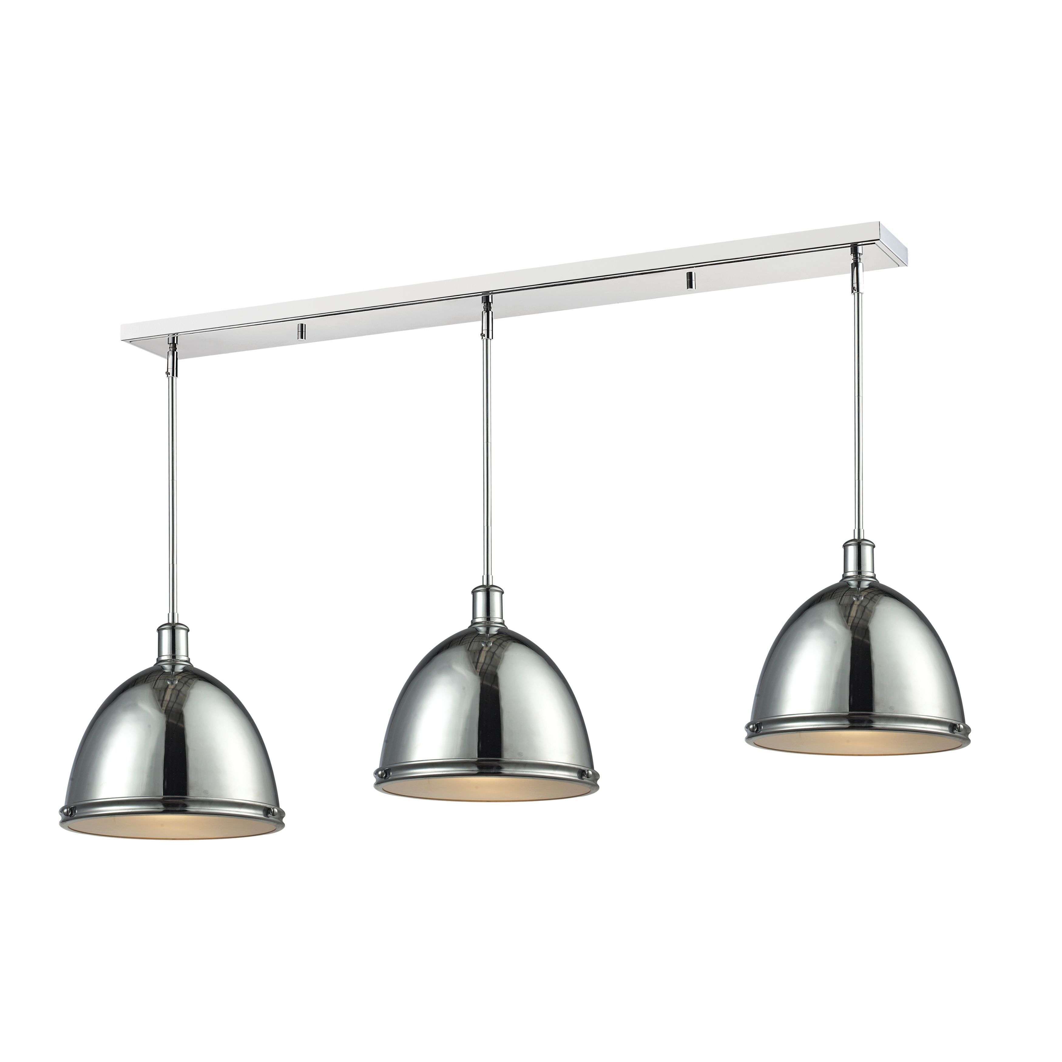 Avery Home Lighting Chrome Finish with Chrome Shade - Steel 3-light Island/Billiard Light - Bronze/Clear - Mycitystee