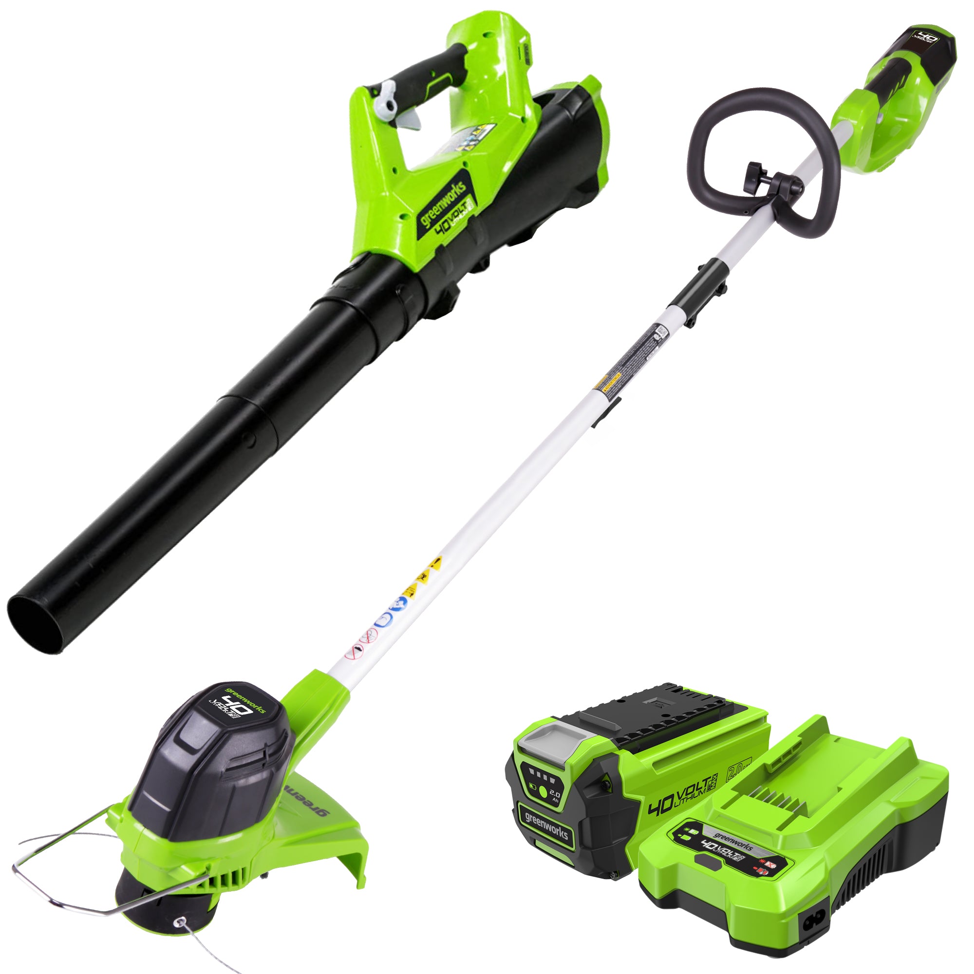 40V 12-Inch Cordless String Trimmer and 390 CFM Leaf Blower Combo Kit | Greenworks - Mycitystee