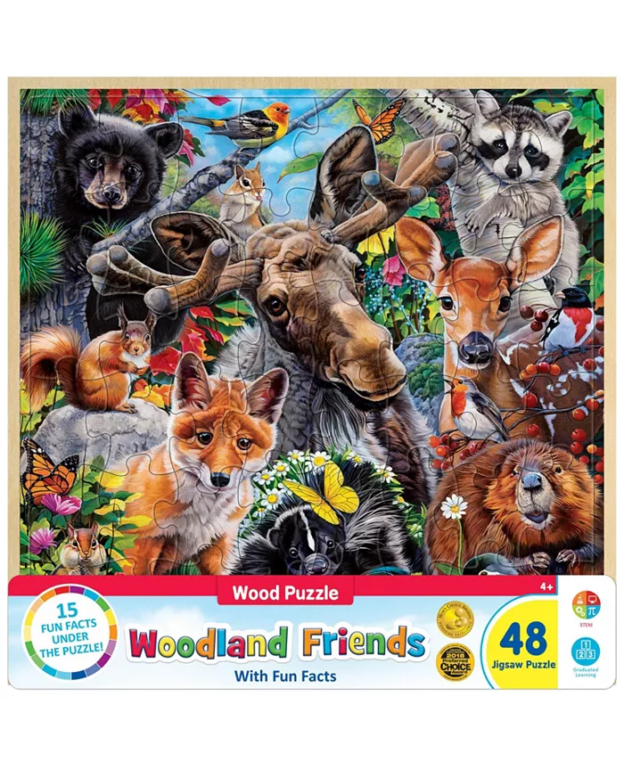 MasterPieces Puzzles Wood Fun Facts - Woodland Friends 48 Piece Kids Puzzle - Mycitystee