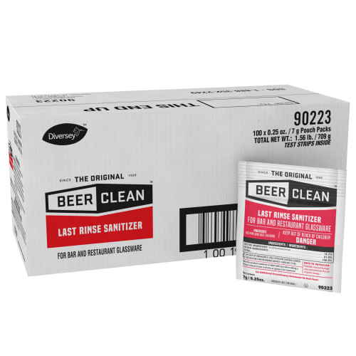 Diversey Beer Clean Last Rinse Glass Sanitizer， Powder， 0.25 oz Packet， 100/Carton (90223) - Mycitystee