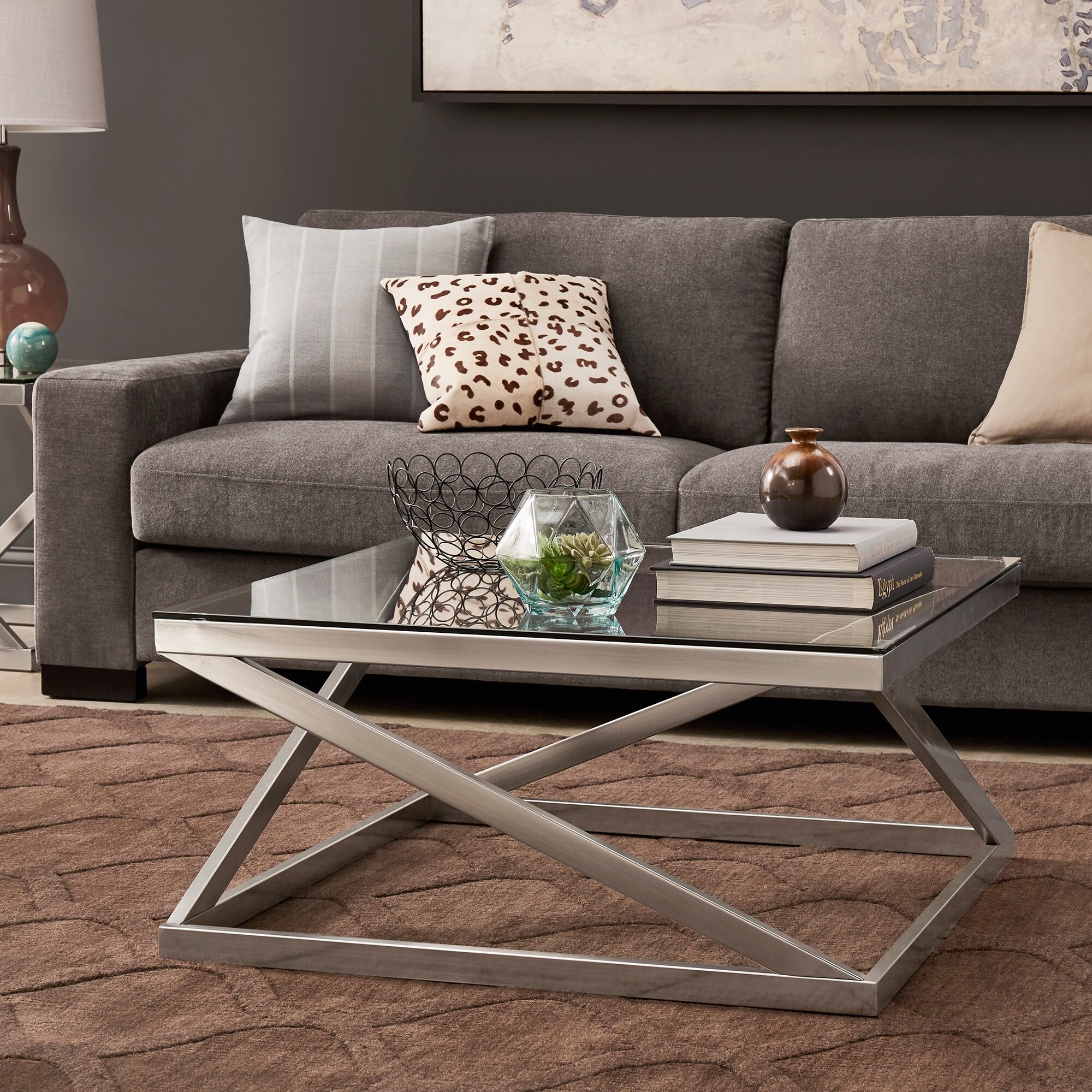 Brynn Brushed Nickel Coffee Table or Table Set by iNSPIRE Q Modern - Mycitystee