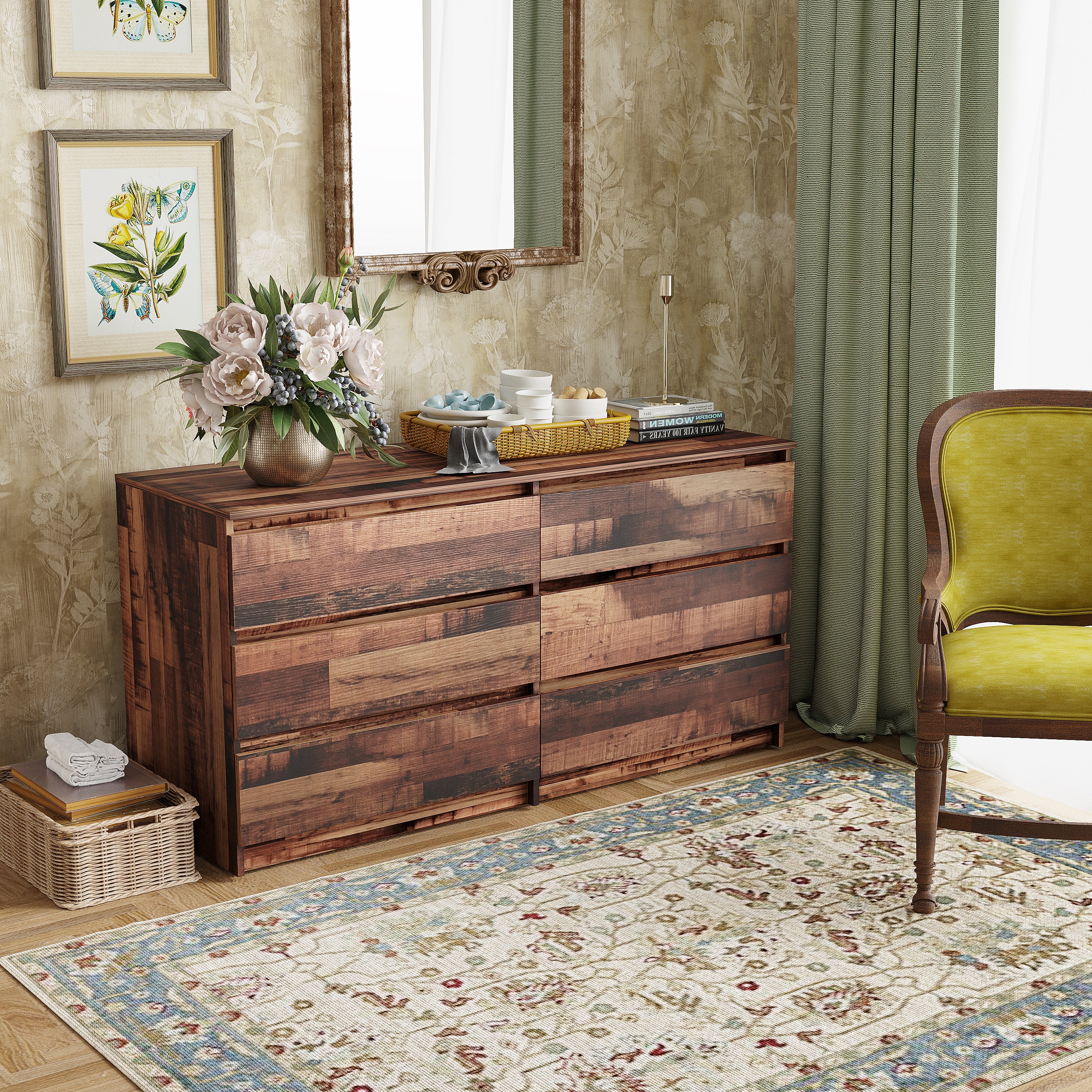 6 Drawer Dresser， Wood Storage Cabinet - - 37210152 - Mycitystee