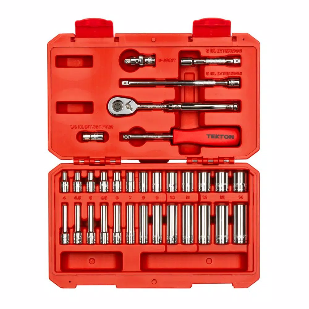 TEKTON 1/4 in. Drive 6-Point Socket and Ratchet Set (33-Piece) and#8211; XDC Depot - Mycitystee