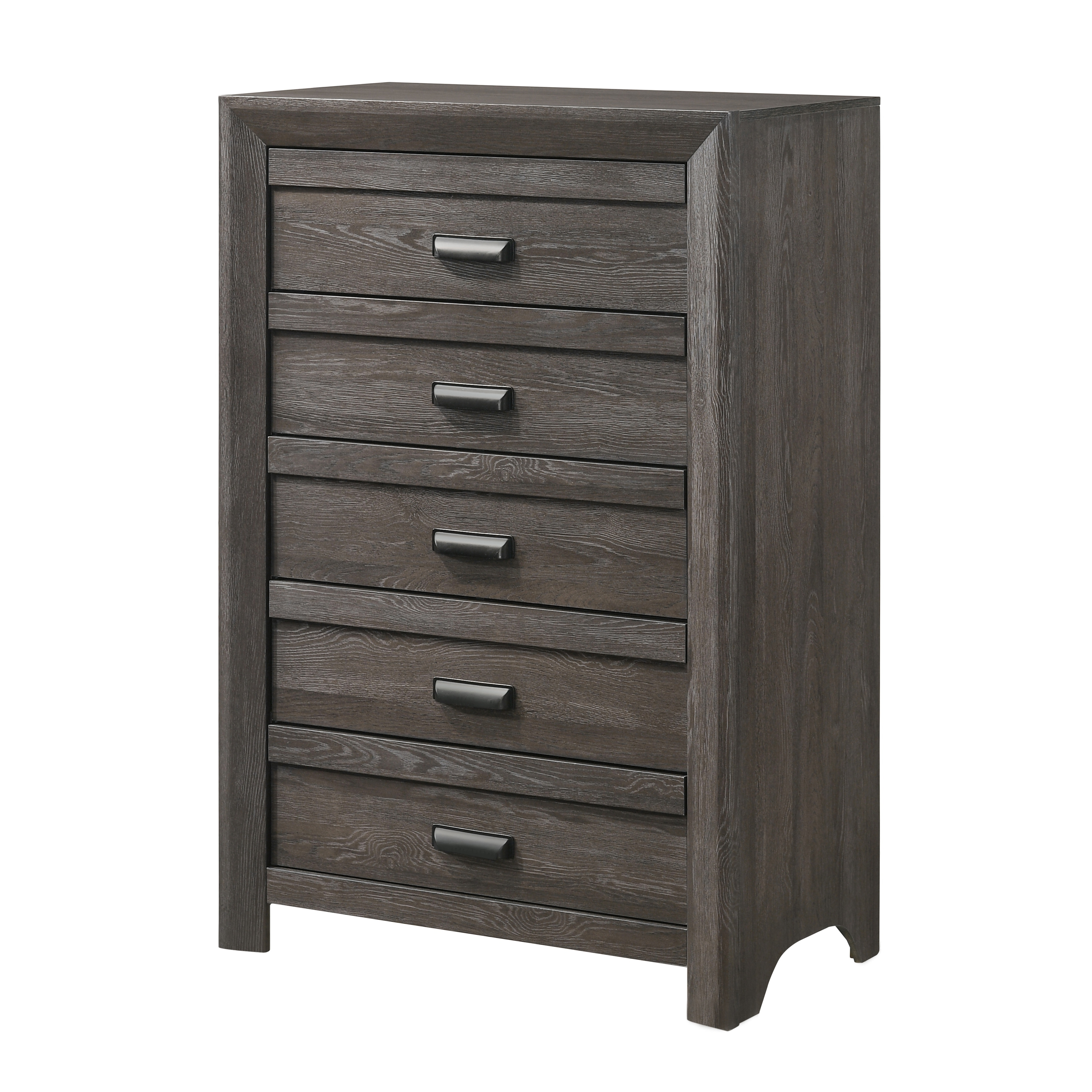 Chest with 5 Storage Drawers and Metal Pulls， Taupe Brown - - 34166366 - Mycitystee